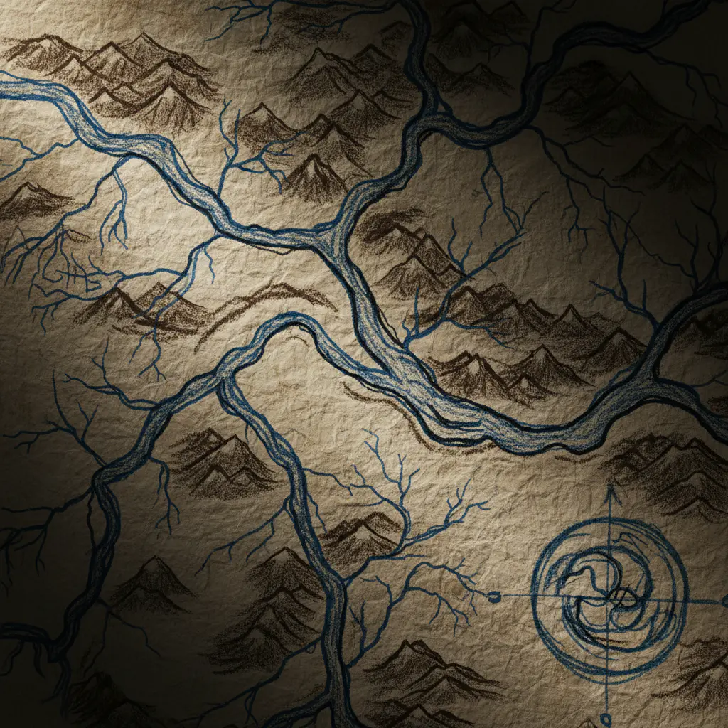 Mapa fluvial marcado a mano